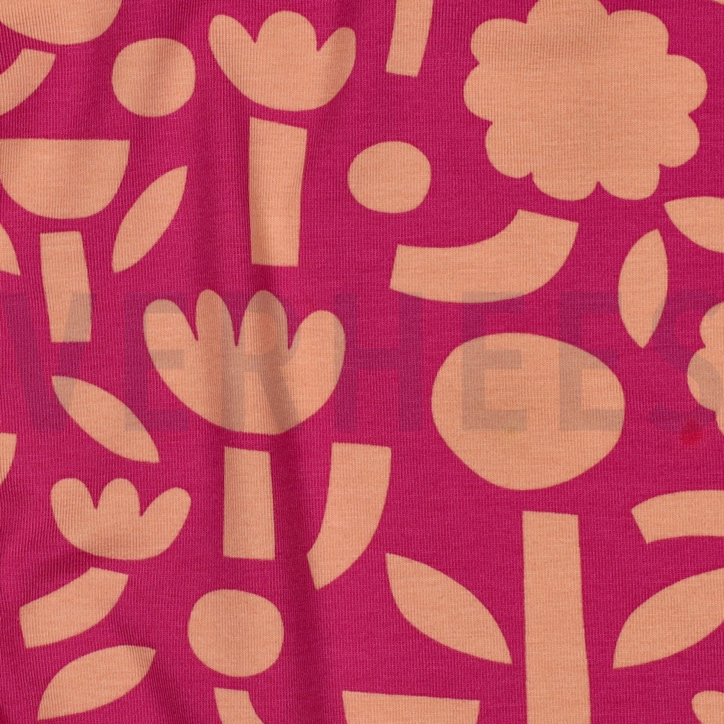 JERSEY GOTS BLUMEN JENNIFER BOURON FUCHSIA #7