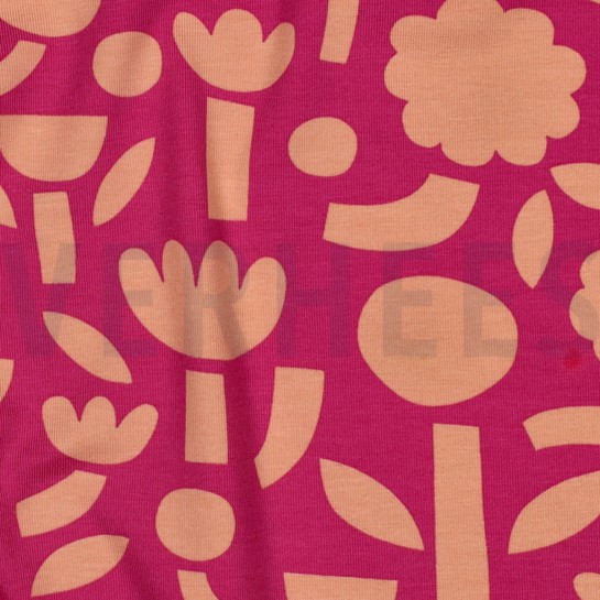 JERSEY GOTS BLUMEN JENNIFER BOURON FUCHSIA #7