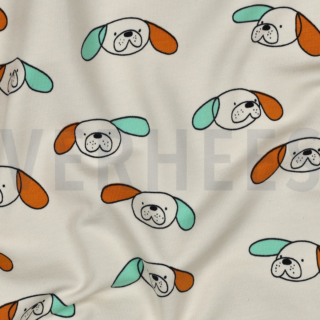FRENCH TERRY GOTS CHIENS JENNIFER BOURON NATUREL/OCRE #7