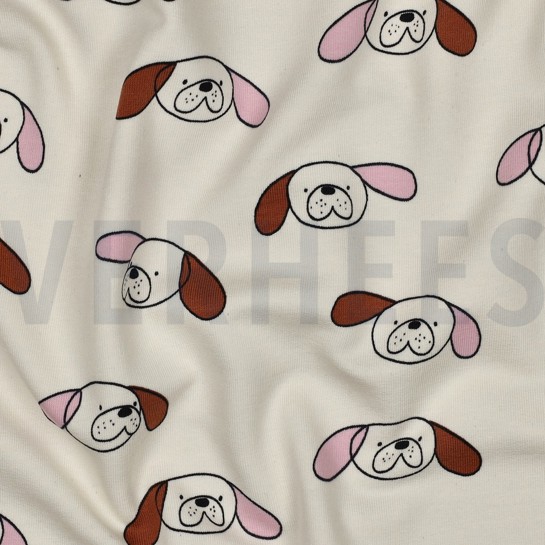 FRENCH TERRY GOTS HUNDE JENNIFER BOURON NATUR/ROSA #7