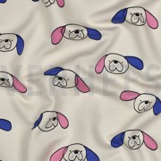 FRENCH TERRY GOTS HUNDE JENNIFER BOURON NATUR/BLAU (thumbnail) #2