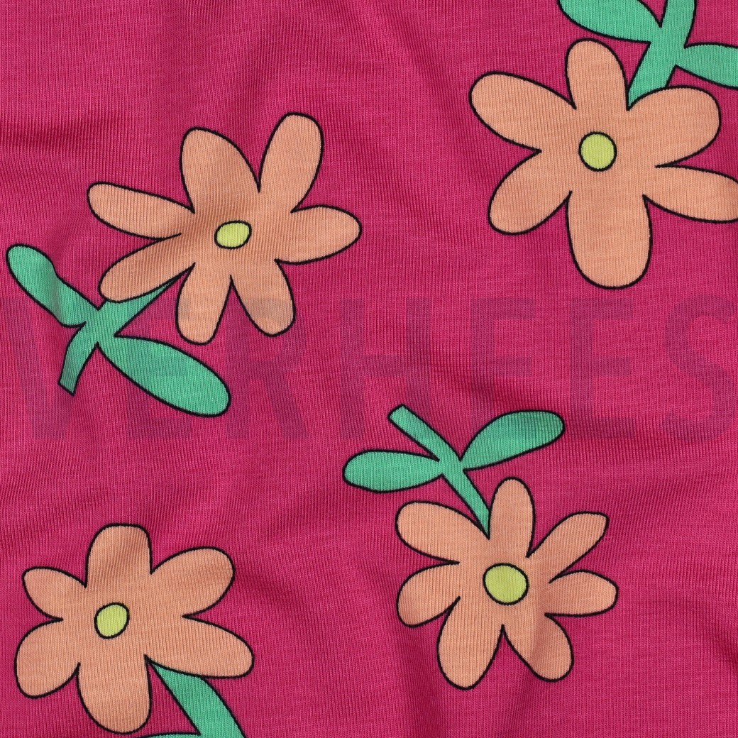 JERSEY GOTS FLOWERS JENNIFER BOURON FUCHSIA #7