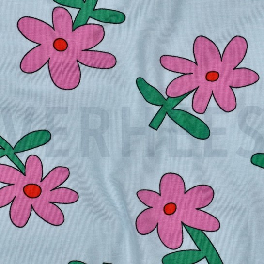 JERSEY GOTS BLUMEN JENNIFER BOURON HELLBLAU #7