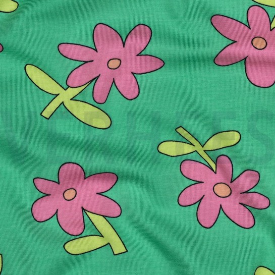 JERSEY GOTS BLUMEN JENNIFER BOURON GRÜN #7