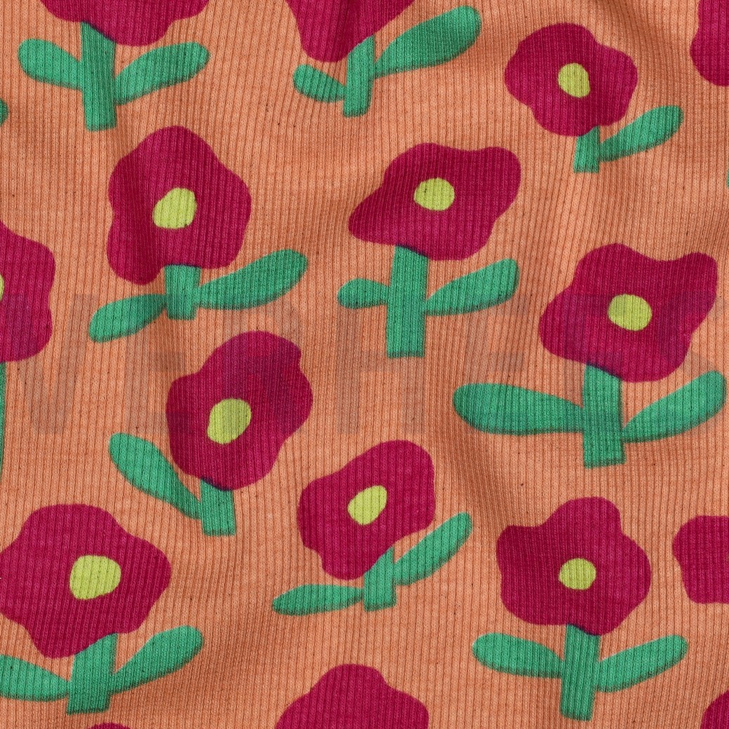 RIPPJERSEY GOTS BLUMEN JENNIFER BOURON PFIRSICH #7
