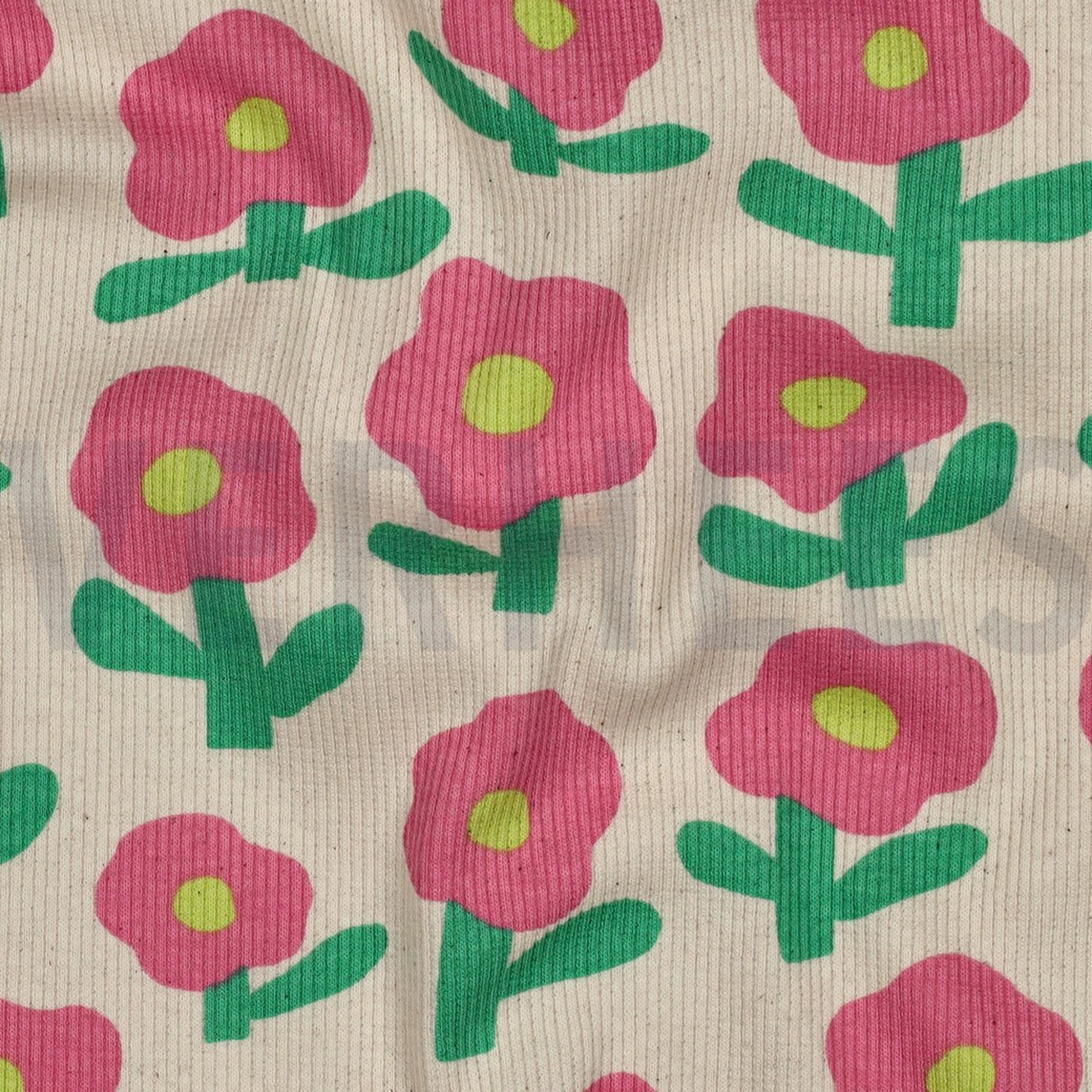 RIPPJERSEY GOTS BLUMEN JENNIFER BOURON NATUR/ROSA (high resolution) #2
