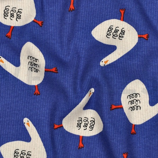 RIPPJERSEY GOTS GÄNSE JENNIFER BOURON BLAU #7