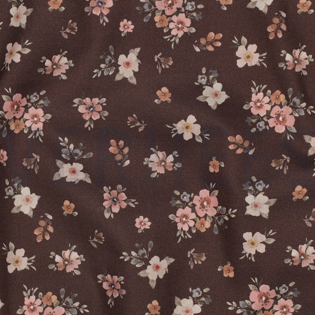 FEIN GEWEBTE BAUMWOLLPOPELINE DIGITAL BLUMEN BRAUN #7