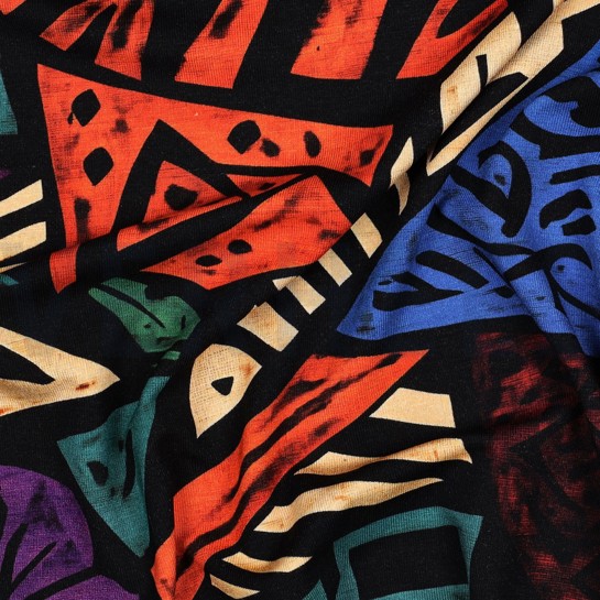 VISKOSE JERSEY DIGITAL ABSTRACT SCHWARZ #7