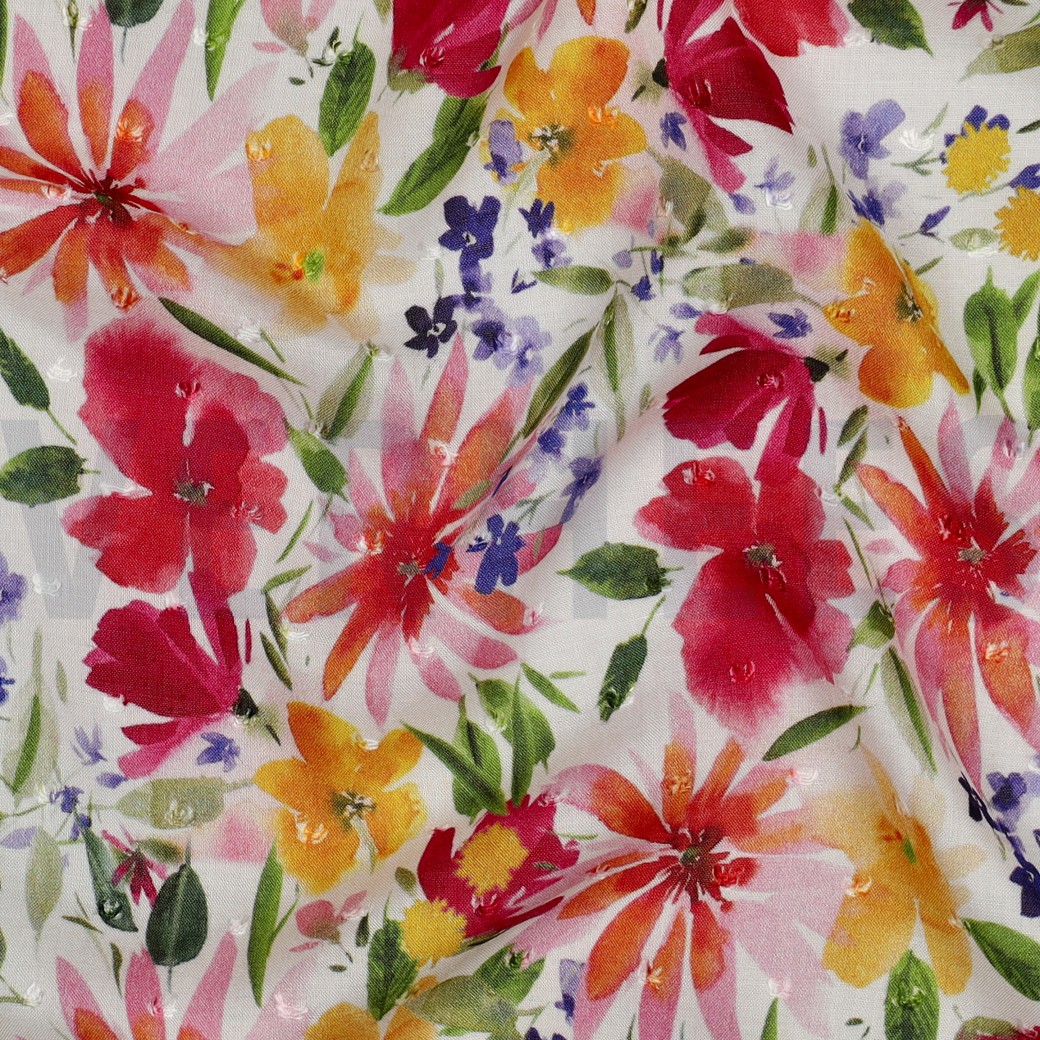 VISCOSE DOBBY DIGITAL FLOWERS MULTICOLOUR #7