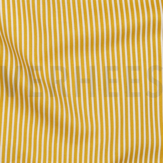 POPELINE DE COTON RAYURE OCRE #7