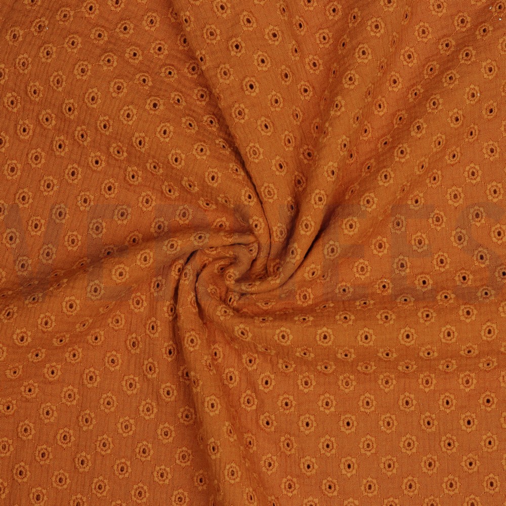 MUSSELIN STICKEREI BLUMEN RUST #7
