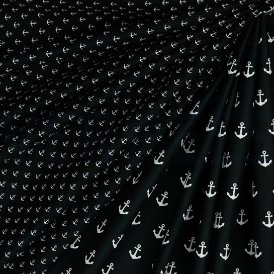 BAUMWOLLE POPELINE ANKER SCHWARZ #7