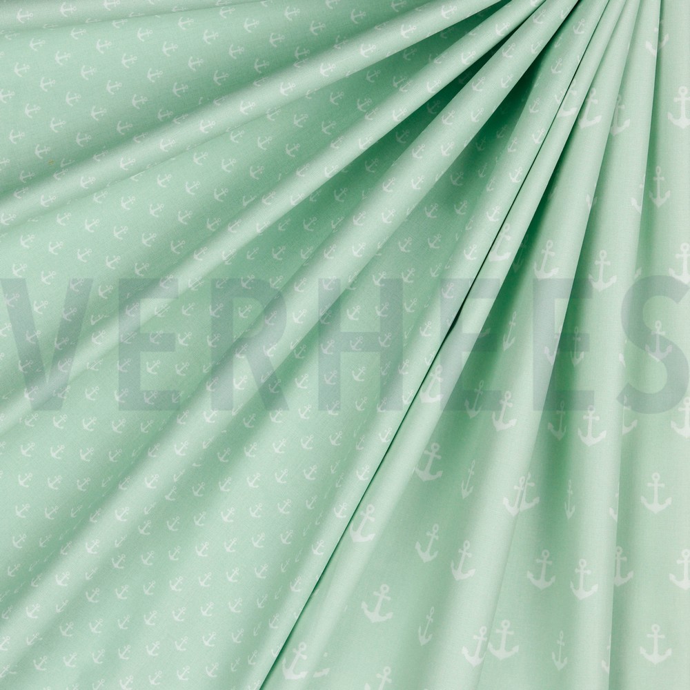 KATOENEN POPLIN ANKERS MINT #7