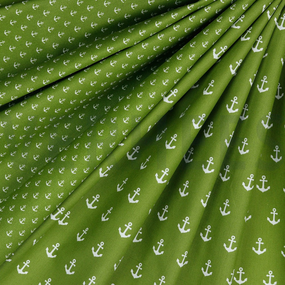 POPELINE DE COTON ANCRE VERT #7