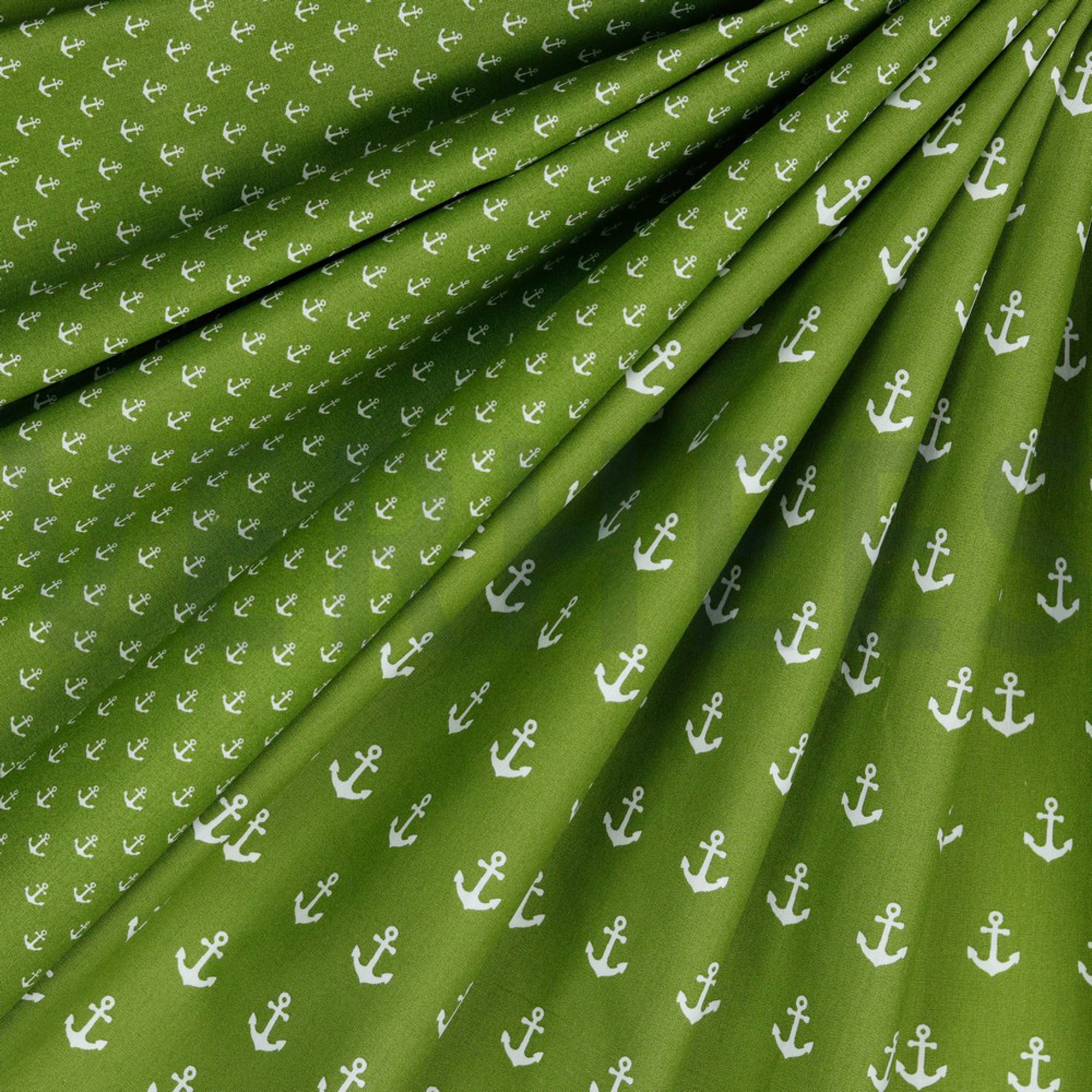 KATOENEN POPLIN ANKERS GROEN (high resolution) #2