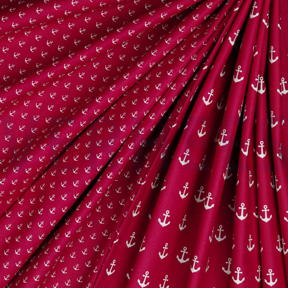 POPELINE DE COTON ANCRE CERISE #7