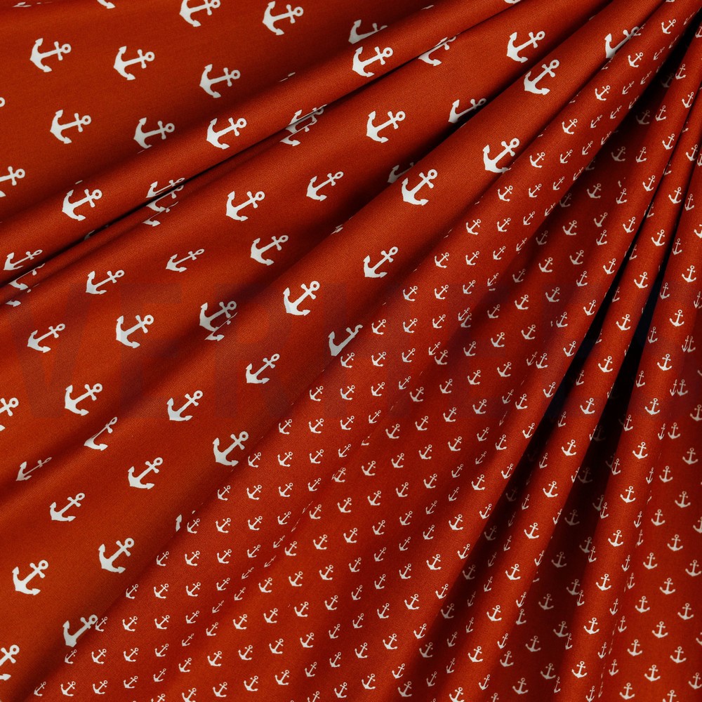 KATOENEN POPLIN ANKERS TERRACOTTA #7