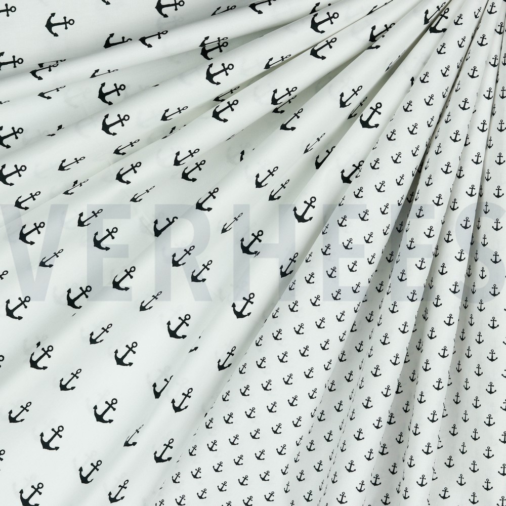 POPLIN ANCHORS WHITE/BLACK #7
