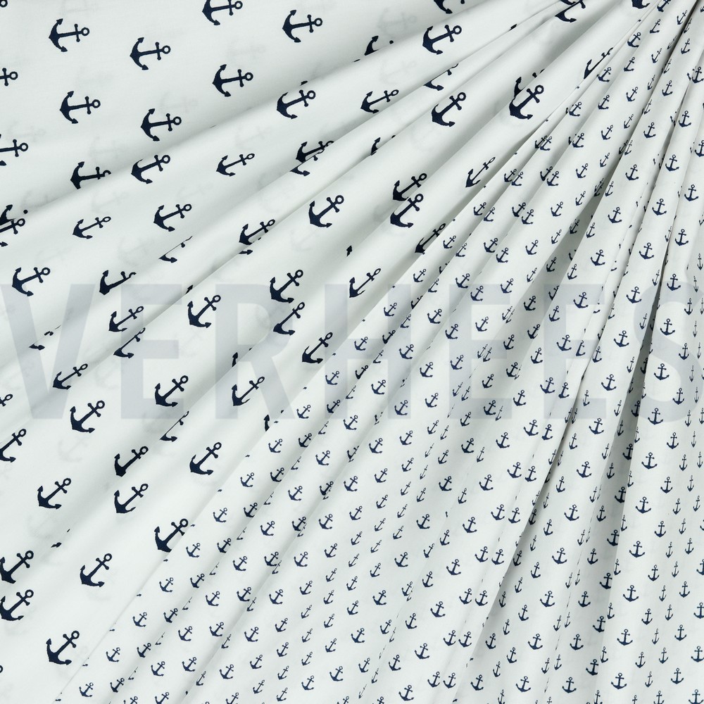POPLIN ANCHORS WHITE/NAVY #7