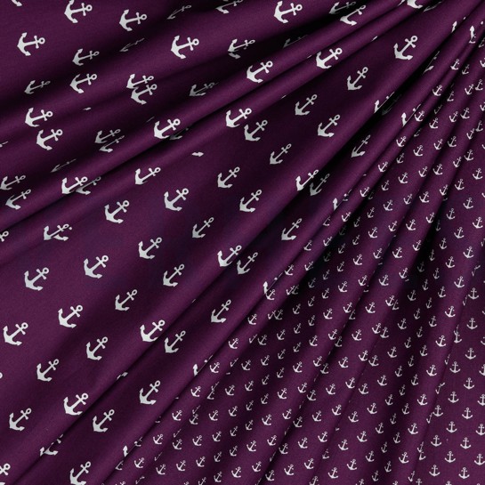 POPLIN PETIT ANCHORS PURPLE #7