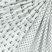 KATOENEN POPLIN KLEINE ANKERS WIT/ZWART (thumbnail) #2