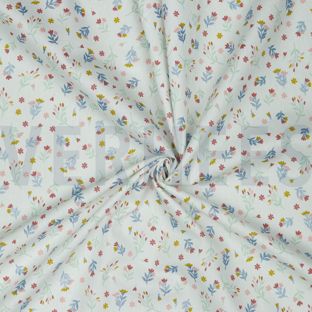 POPELINE DE COTON GLITTER FLEURS BLANC #7