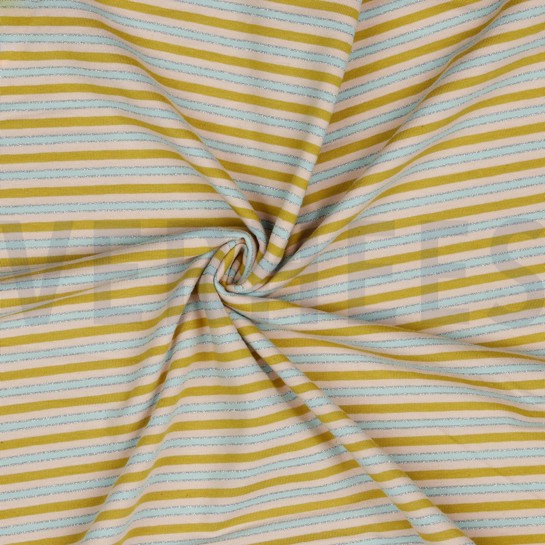 JERSEY STREIFEN LUREX OCKER/SILBER #7