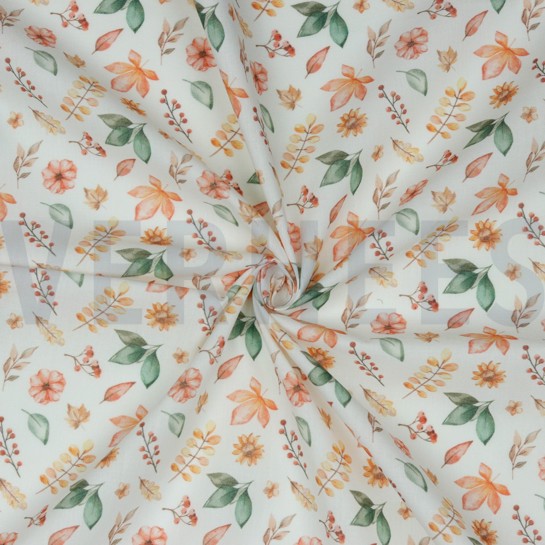 POPLIN DIGITAL AUTUMN FLOWERS WHITE #7