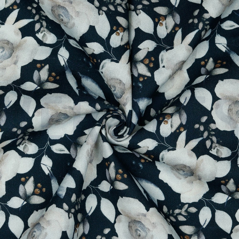 TOILE DÉCORATION FLEURS BLEU MARINE #7