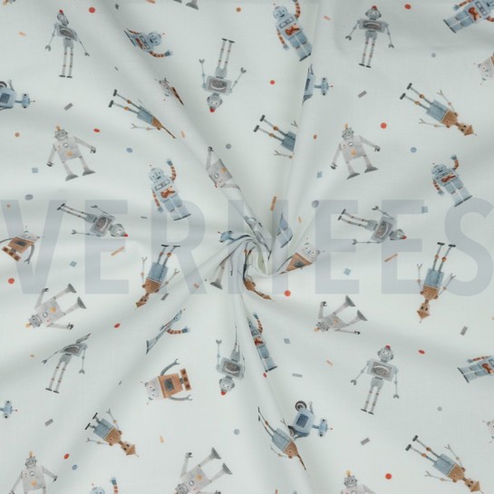 POPLIN DIGITAL ROBOTS WHITE #7