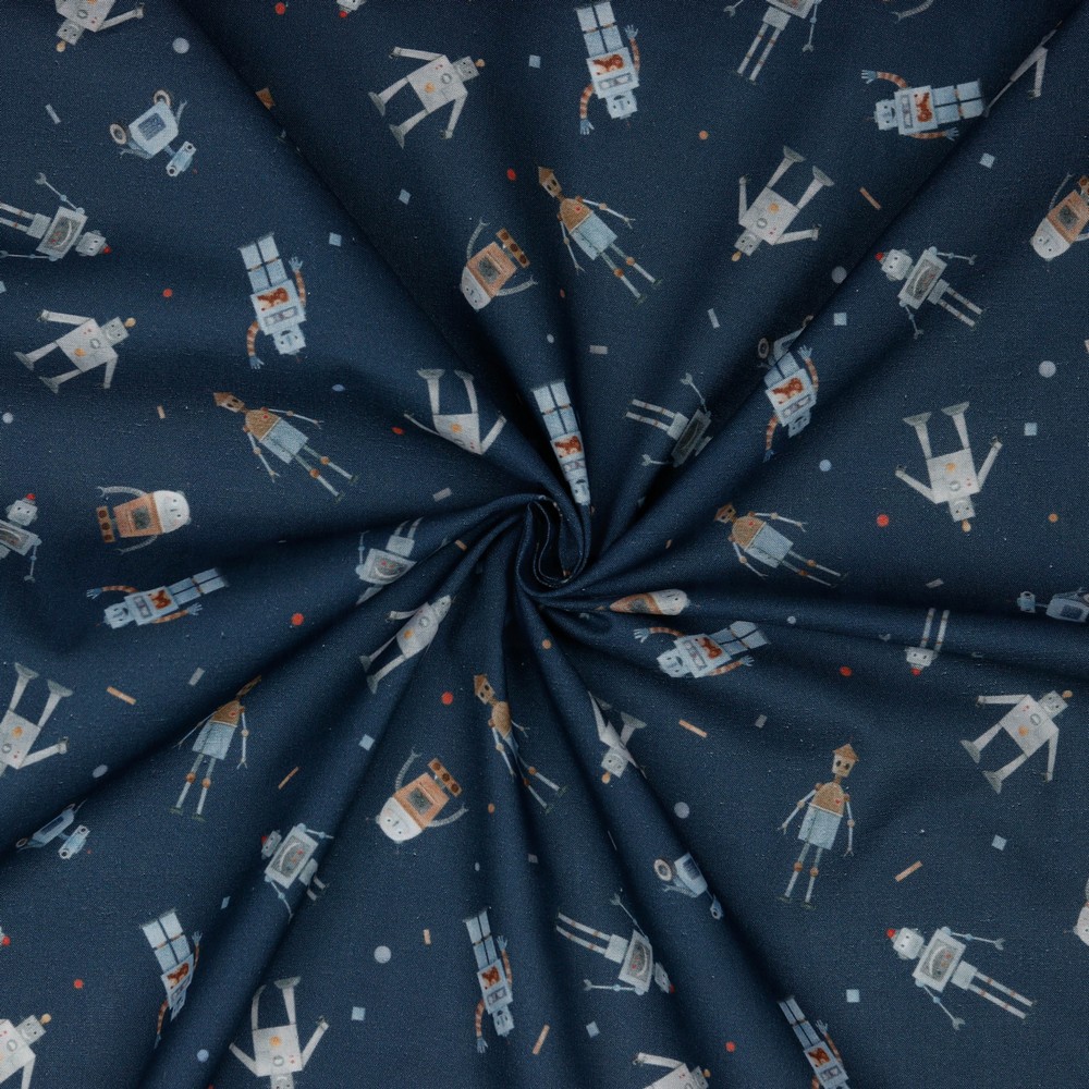 POPLIN DIGITAL ROBOTS NAVY #7