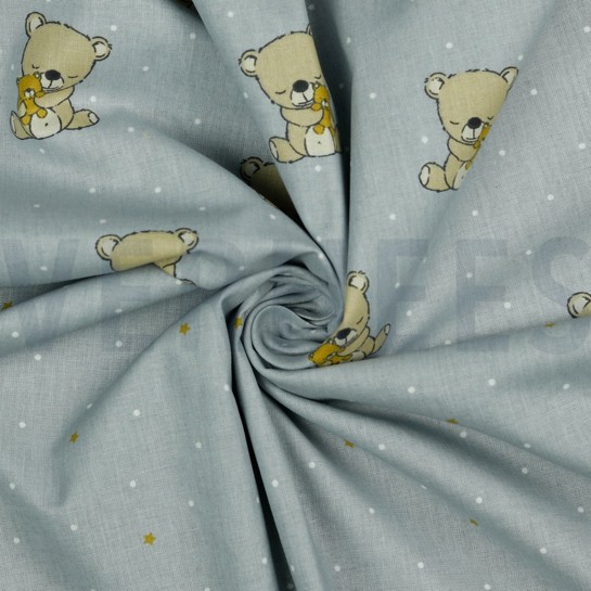 POPLIN GOTS SWEET BEAR LIGHT GREY #7