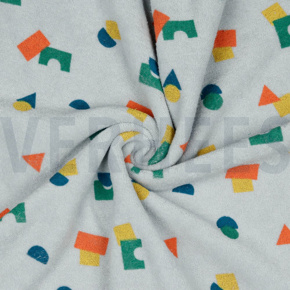 STRETCH TOWELLING SHAPES LIGHT GREY #7