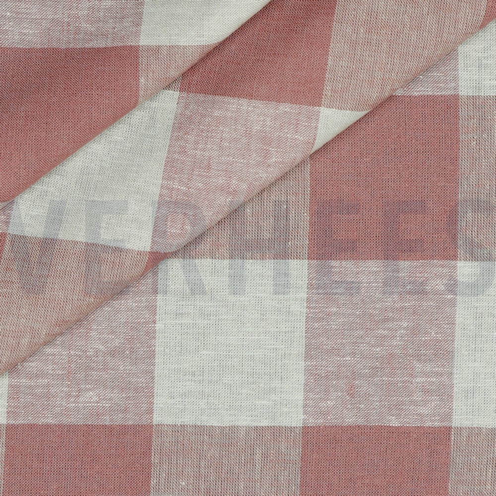 LINEN VISCOSE YARN DYED CHECKS OLD ROSE #7