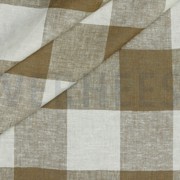 LINEN VISCOSE YARN DYED CHECKS LIGHT BROWN (thumbnail) #2