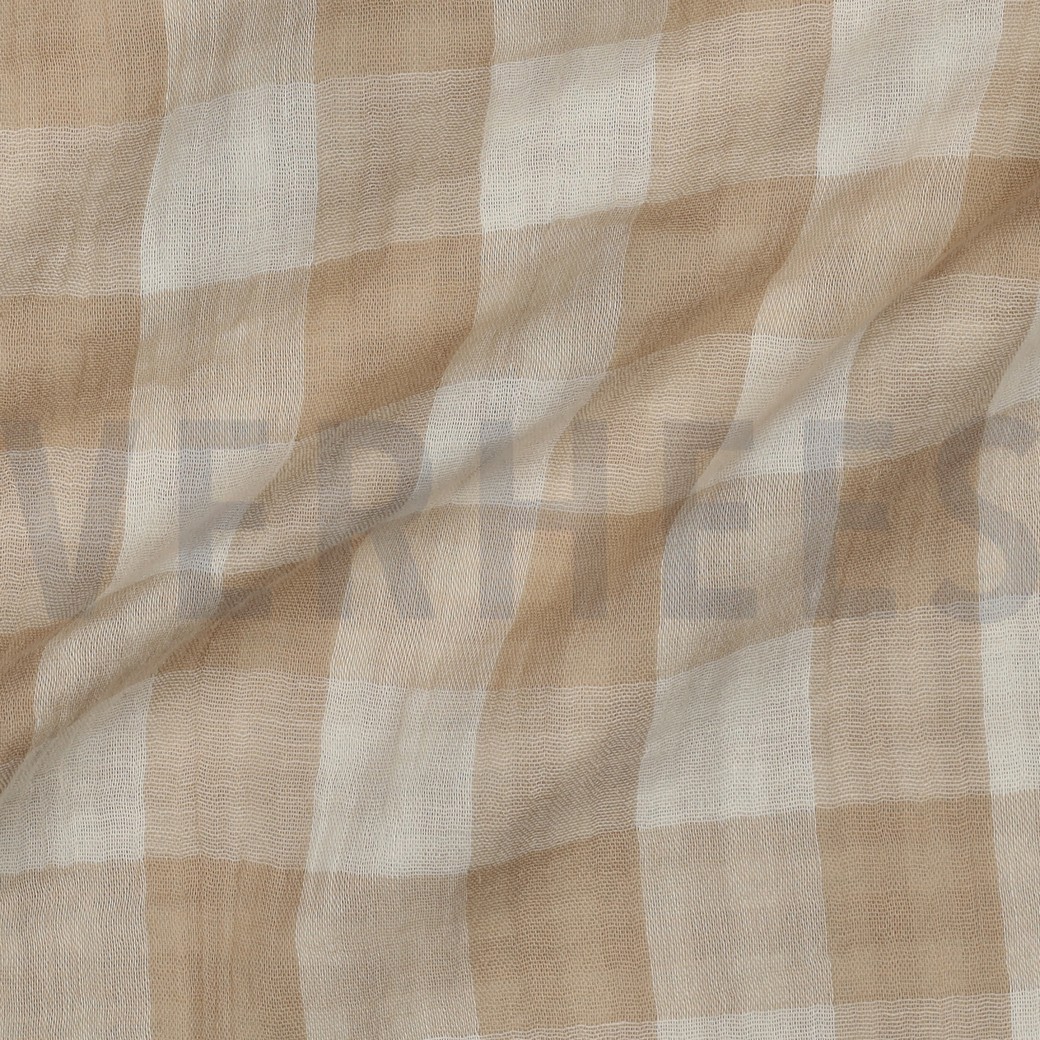 DOUBLE GAUZE DUBBELZIJDIGE RUITEN BEIGE #7