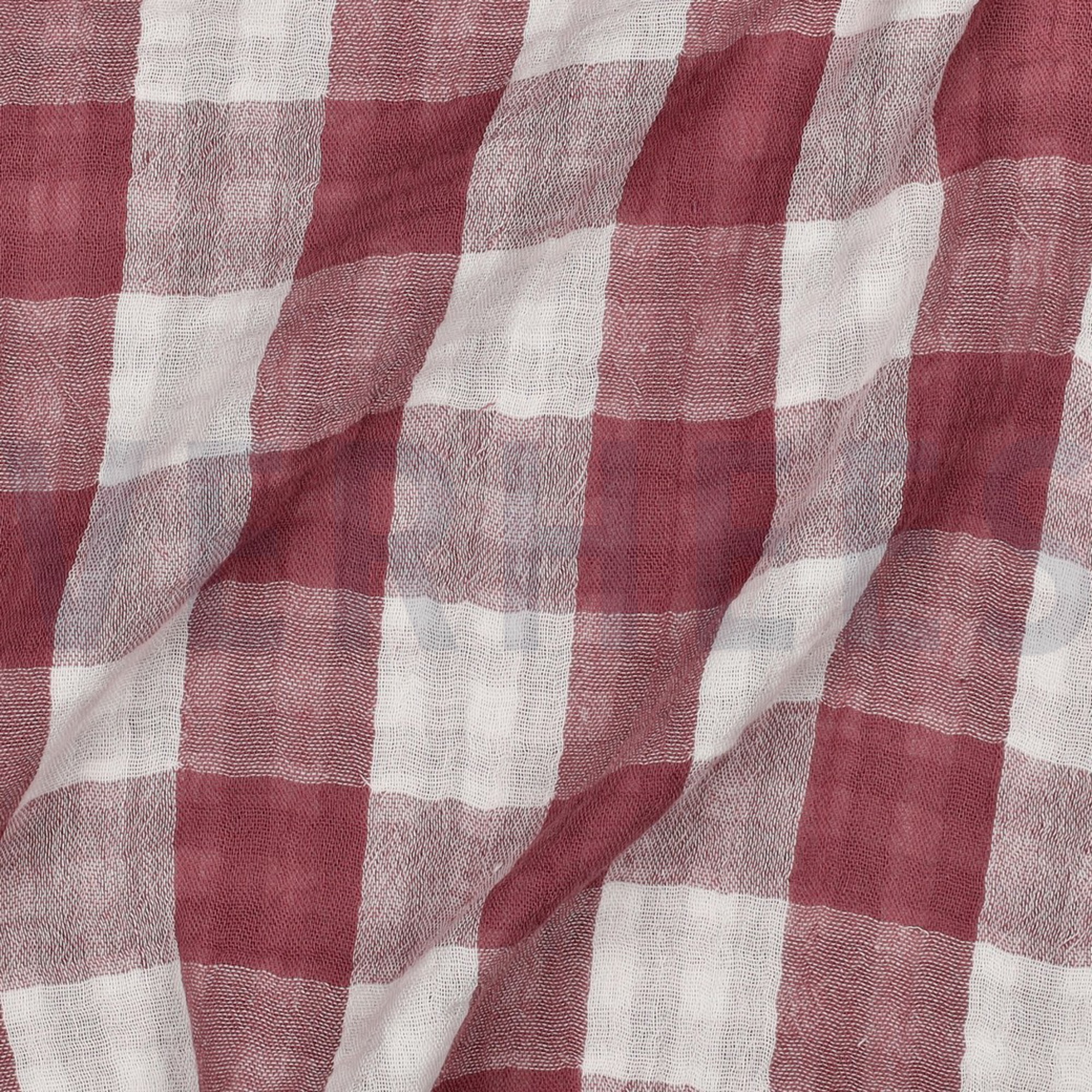 DOUBLE GAZE DE COTON DOUBLE FACE CARREAUX BOIS DE ROSE (high resolution) #2