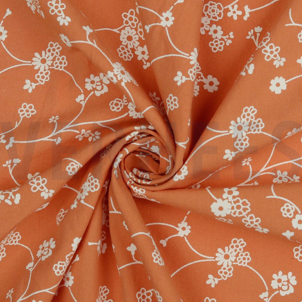 COTON LAVÉ FLEURS ORANGE CITROUILLE #7