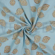 DOUBLE GAUZE MONSTERA LEAVES LIGHT BLUE (thumbnail) #2
