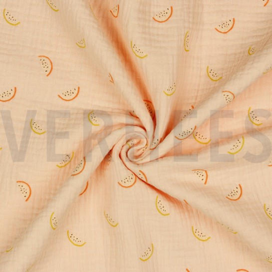 DOUBLE GAUZE GOTS MELOENEN LICHT ZALM #7