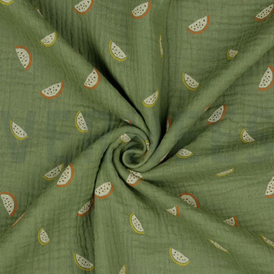 DOUBLE GAUZE GOTS MELOENEN MOSGROEN #7