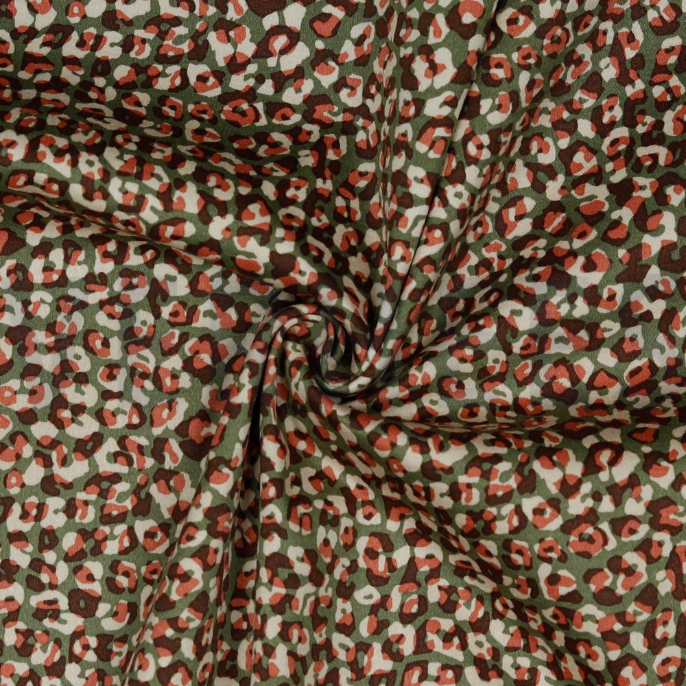 COTTON SATIN STRETCH ANIMAL SKIN MOSS GREEN #7