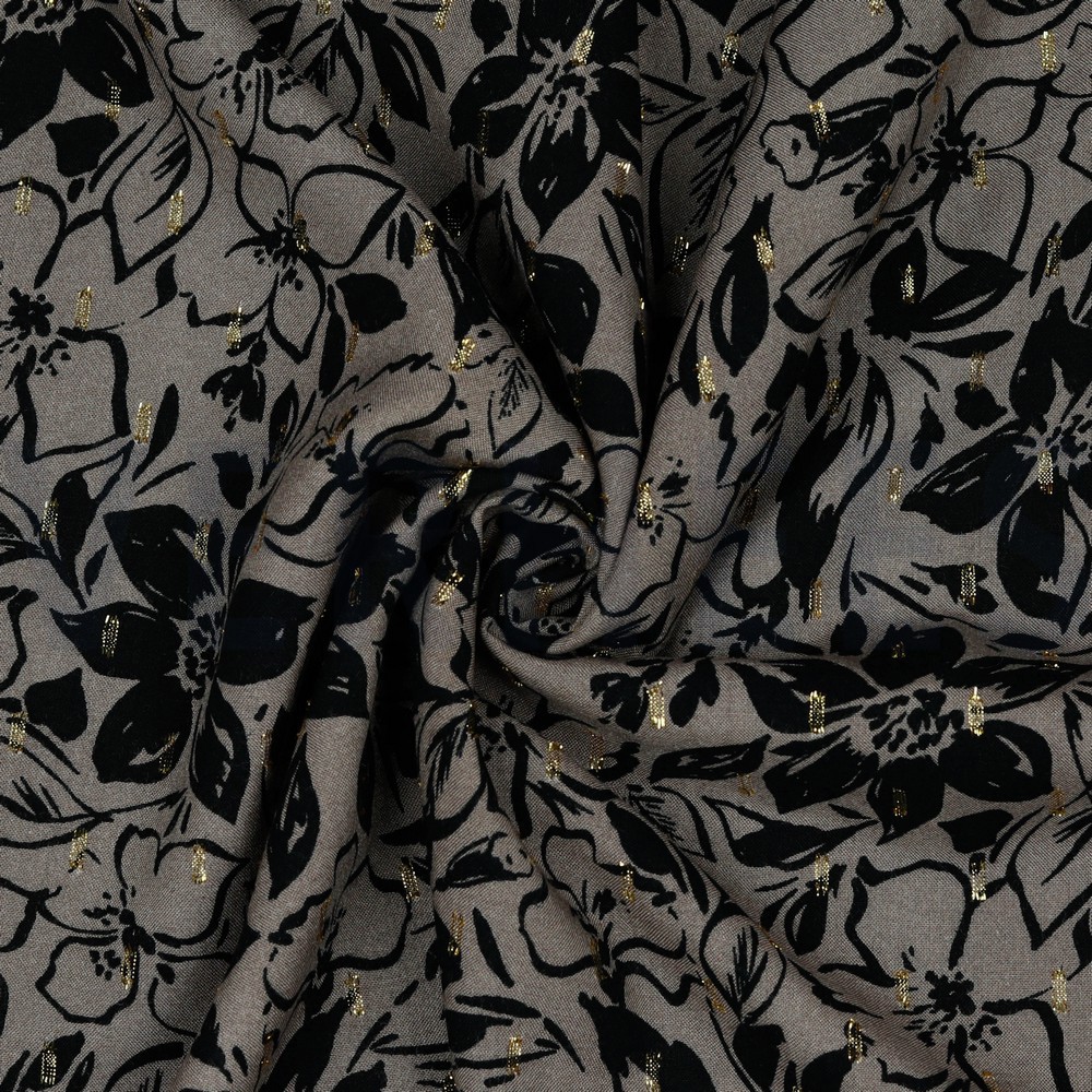VISCOSE LUREX FLEURS TAUPE #7