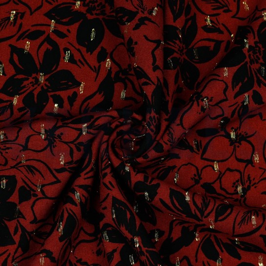 VISCOSE LUREX FLEURS TERRACOTTA #7