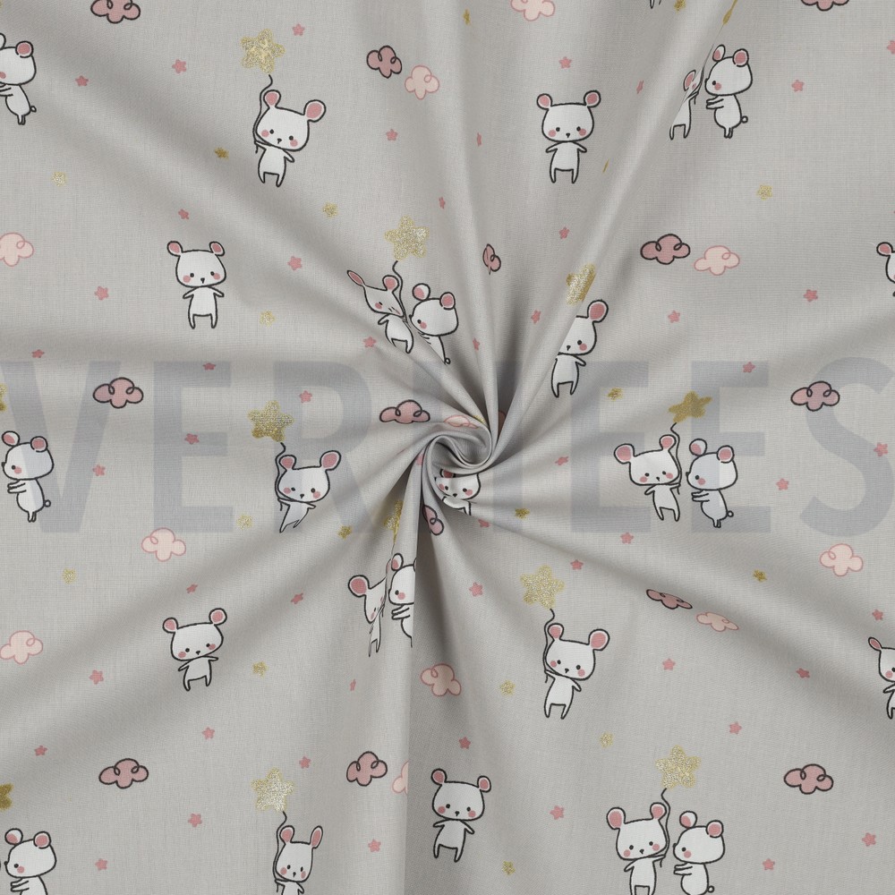 B-POPLIN GLITTER SWEET MOUSE LIGHT GREY #7