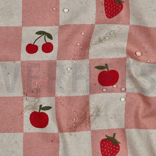 COATED CANVAS LINEN LOOK CHECKS PINK #7