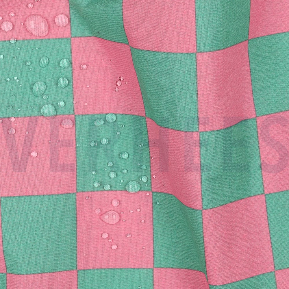 COTON ENDUIT CARREAUX VERT/ROSE #7