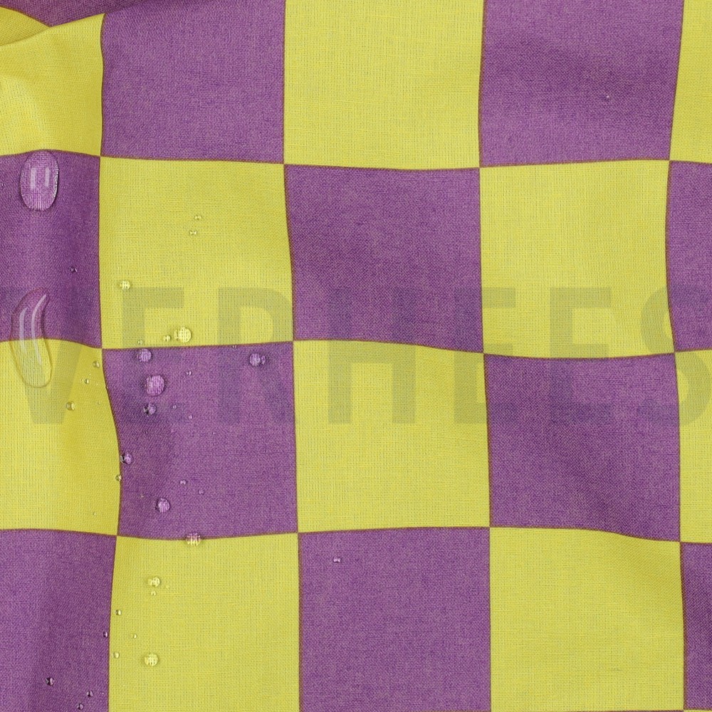 COTON ENDUIT CARREAUX JAUNE/VIOLET #7