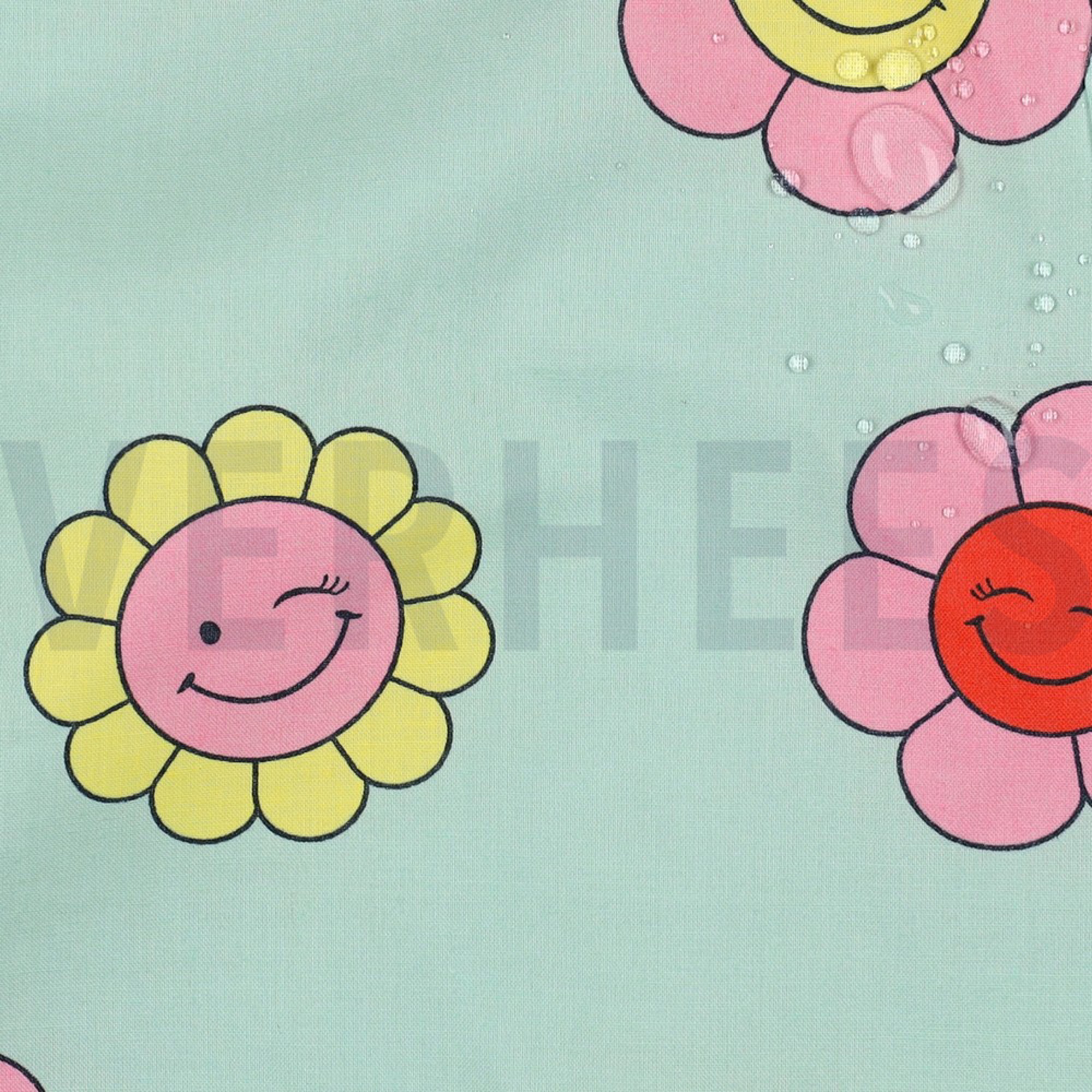 COATED COTTON HAPPY FLOWERS MINT (high resolution) #2